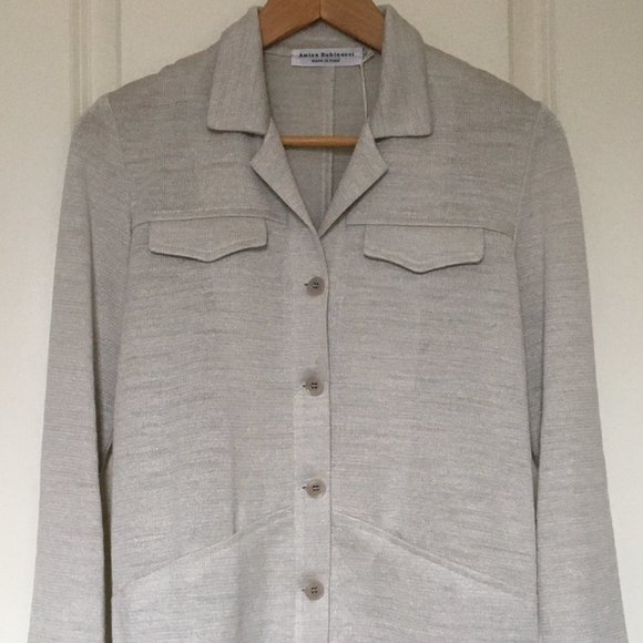 (SOLD) Knitted linen-blend jacket, oatmeal, IT42, NWT - Picture 1 of 6
